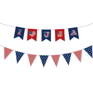 Kit de bannières I love USA du 4 juillet avec guirlande patriotique étoiles et rayures
