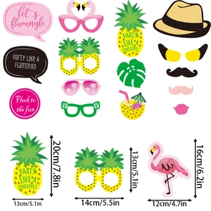 Lot de 20 accessoires photo Hawaii avec motifs flamant rose et ananas pour fête