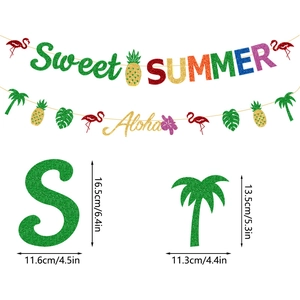 Tropische Sweet Summer und Aloha Banner mit glitzernden Ananas- und Palmenmotiven