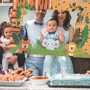 Wild One jungle safari themed birthday photo booth prop for baby first party