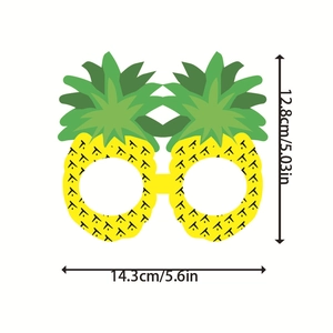 Plan détaillé des dimensions de lunettes ananas: 12,8 cm de haut et 14,3 cm de large