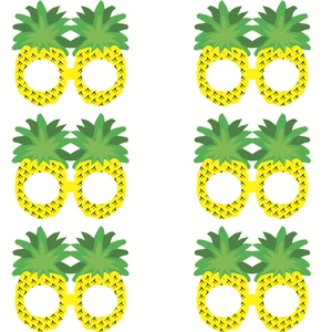 Lot de 6 lunettes rigolotes en forme d'ananas jaune pour décoration de fête d'Hawaï