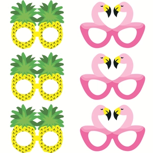 Lunettes de Fête Tropicales Flamant Rose Ananas Accessoires Photo en Papier pour Décorations de Fête Anniversaire Plage