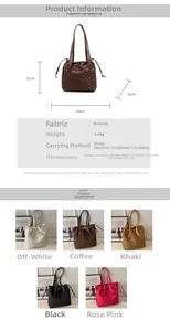 Size guide for quilted tote bag with dimensions for shoulder, hand and crossbody use