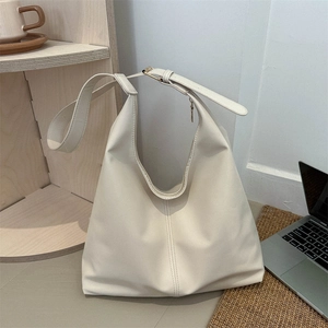 Chic cream white large capacity minimalist faux leather tote bag for daily commute