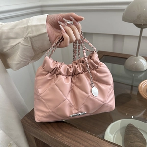 Borsa a Secchiello Trapuntata da Donna in Pelle PU Con Coulisse e Catena Tracolla Crossbody Stile Coreano Borsa da Giorno Streetwear