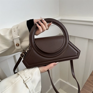 Dames Mode PU Leer Geometrische Handtas Rond Handvat Schoudertas Crossbody Minimalistisch Effen Kleur Kleine Vierkante Tas