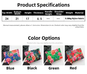 Guida alle taglie per pochette in nylon con dimensioni 24x17cm e specifiche tecniche dettagliate