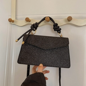 Women's Fashion Glitter Sequin Small Square Bag Korean Knotted Handle Handbag Party Evening Crossbody Bag Gold Silver Pink