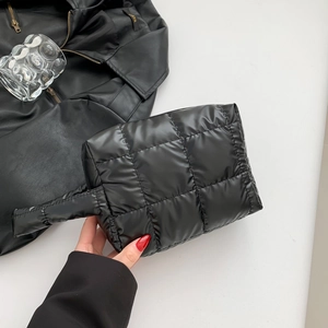Women Quilted Puffer Clutch Bag Minimalist Nylon Grid Handheld Makeup Storage Bag For Travel Daily Casual Fashion Accessory