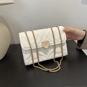 Borsa a Tracolla da Donna Trapuntata a Cuore in Pelle PU Borsa Piccola Quadrata Con Chiusura a Cuore Dorata per Tutti i Giorni
