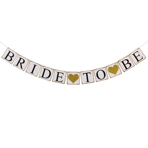 Banderole Bride to Be blanche avec cœurs dorés pour décoration de mariage et enterrement de vie