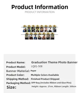 Detailed size specifications for Graduation Photo Banner with 300cm ribbon length
