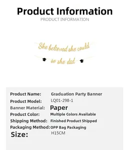 Detailed size specifications for gold glitter She Believed She Could So She Did banner