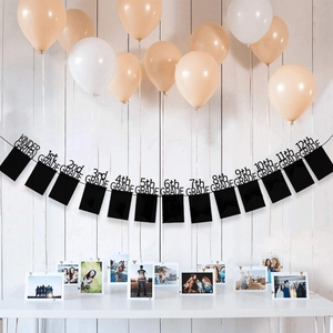 Black paper graduation photo banner from Kindergarten to 12th Grade for party decor