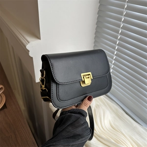 Women Minimalist Lock Crossbody Bag PU Leather Small Square Shoulder Bag For Daily Fashion Versatile Handbag For Ladies