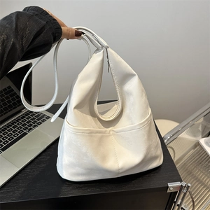 Sac Cabas en Similicuir de Grande Capacité à la Mode pour Femmes Sac sous le Bras Minimaliste Avec Doubles Poches Avant Bandoulière Réglable Sac à Main Décontracté