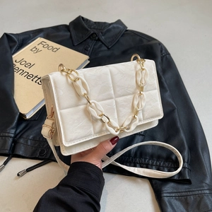 Fashion Quilted Small Square Bag For Women PU Leather Chain Shoulder Crossbody Bag Minimalist Elegant Daily Versatile Handbag