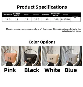 Tableau des tailles détaillé et options de couleurs du sac à main en cuir PU