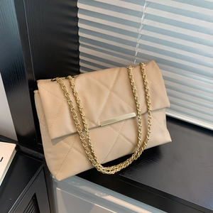 Borsa a Spalla da Donna Alla Moda con Catena Trapuntata Borsa a Tracolla Piccola Quadrata in Pelle PU Minimalista