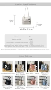 Spécifications de taille pour grand sac seau en cuir PU avec motif de poche tulipe