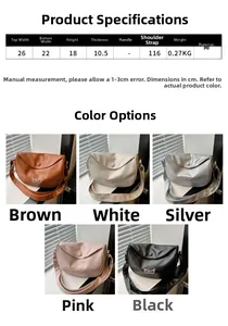 Detailed size chart and five color options for this minimalist stylish PU leather crossbody bag