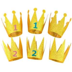 Glitter Gold Kids Birthday Party Crown Prince Princess Party Hats For First Birthday Decorations Toddler Hair Accessory