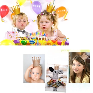 Glitter birthday crowns for kids party, princess and prince tiaras in assorted colors