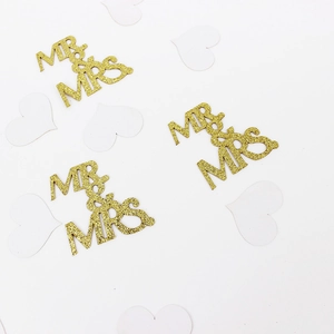 Glitter gold Mr & Mrs wedding confetti for bridal parties and elegant gift decoration