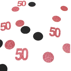 Corandoli numero 50 oro rosa e nero per decorazioni tavola del 50° anniversario