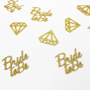 Golden glitter Bride to Be and diamond ring confetti for bachelorette party decor