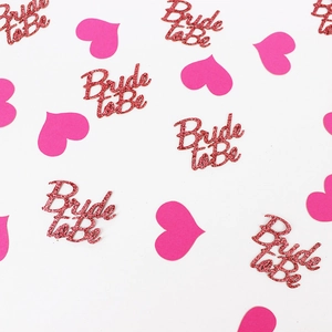Glittery Bride to Be confetti and pink hearts for wedding party table decorations