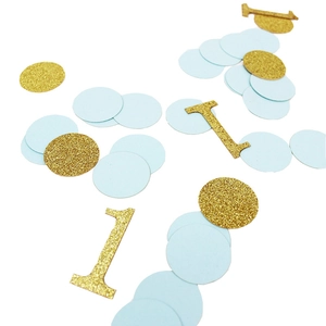 Confettis bleu et doré pailleté avec chiffre 1 pour décoration de premier anniversaire