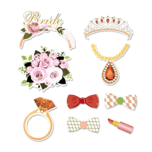 Kit de 21 accessoires de photobooth pour mariée et fête de mariage en or rose