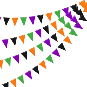 Halloween triangular bunting banner set in orange black purple and green for party decor