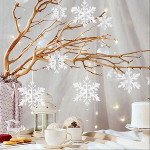 3D white paper snowflake hanging ornaments for Christmas winter scene decoration