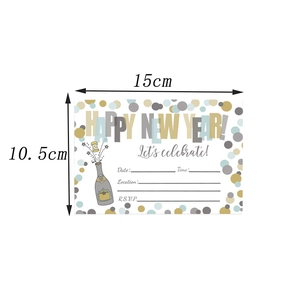 Details der Neujahrsparty-Einladungskarte mit Goldpunkten und RSVP-Feldern 15x10,5cm
