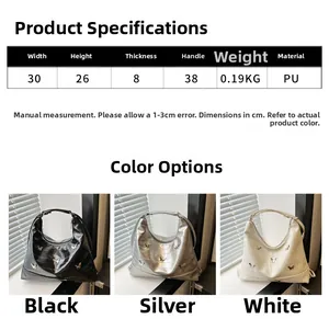 Detailed size specifications for the PU shoulder bag with decorative metallic bows