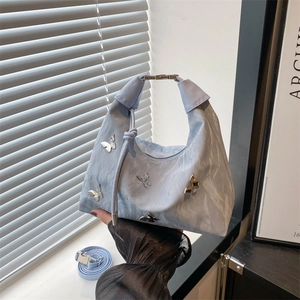 Sac à Épaule Papillon pour Femmes Y2K Plissé en Cuir PU Sac Sous le Bras Sac à Main Tendance pour le Quotidien