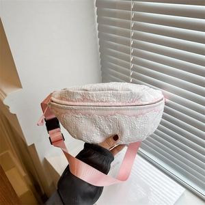 Marsupio da Donna alla Moda con Griglia a Bolle Pieghettata in Nylon Grande Capacità Borsa da Petto Casual a Tracolla da Donna