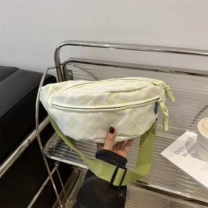 Sac Bandoulière en Nylon de Style Japonais Ins pour Femmes Texture Tissée Sac Banane Décontracté avec Sangle Réglable