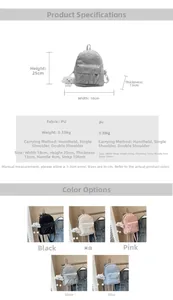 Size and weight specifications for the mini PU leather backpack with cloud charm