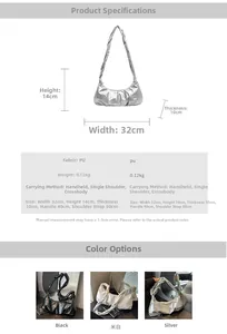 Détails techniques du sac nuage en PU avec dimensions et styles de transport variés
