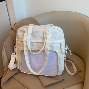 Borsa Tote in Nylon da Donna Stile Giapponese Grande Capacità Finestra Trasparente Borsa Ita Tracolla per Scuola Quotidiano