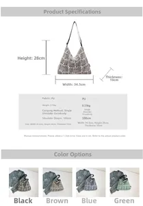Spécifications de taille et options de couleur pour le grand sac hobo rayé