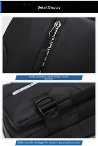 Detail of waterproof nylon sling bag showing smooth metal zipper and side adjustment buckle