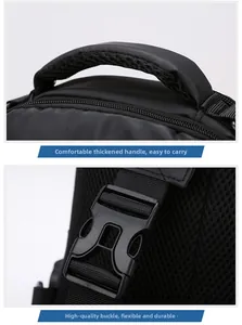 Detail of thickened handle with breathable mesh and durable plastic buckle on chest bag
