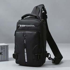 Men's Waterproof Chest Bag Casual Nylon Sling Bag With USB Charging Port Multi-Pocket Crossbody Shoulder Bag Sport Backpack