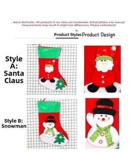 Detail of corduroy Christmas stockings featuring Santa and Snowman embroidery