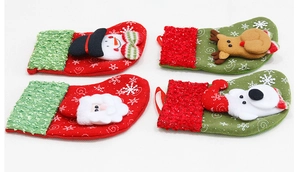 Set of 4 Christmas stockings with snowman, reindeer, Santa, and polar bear ornaments